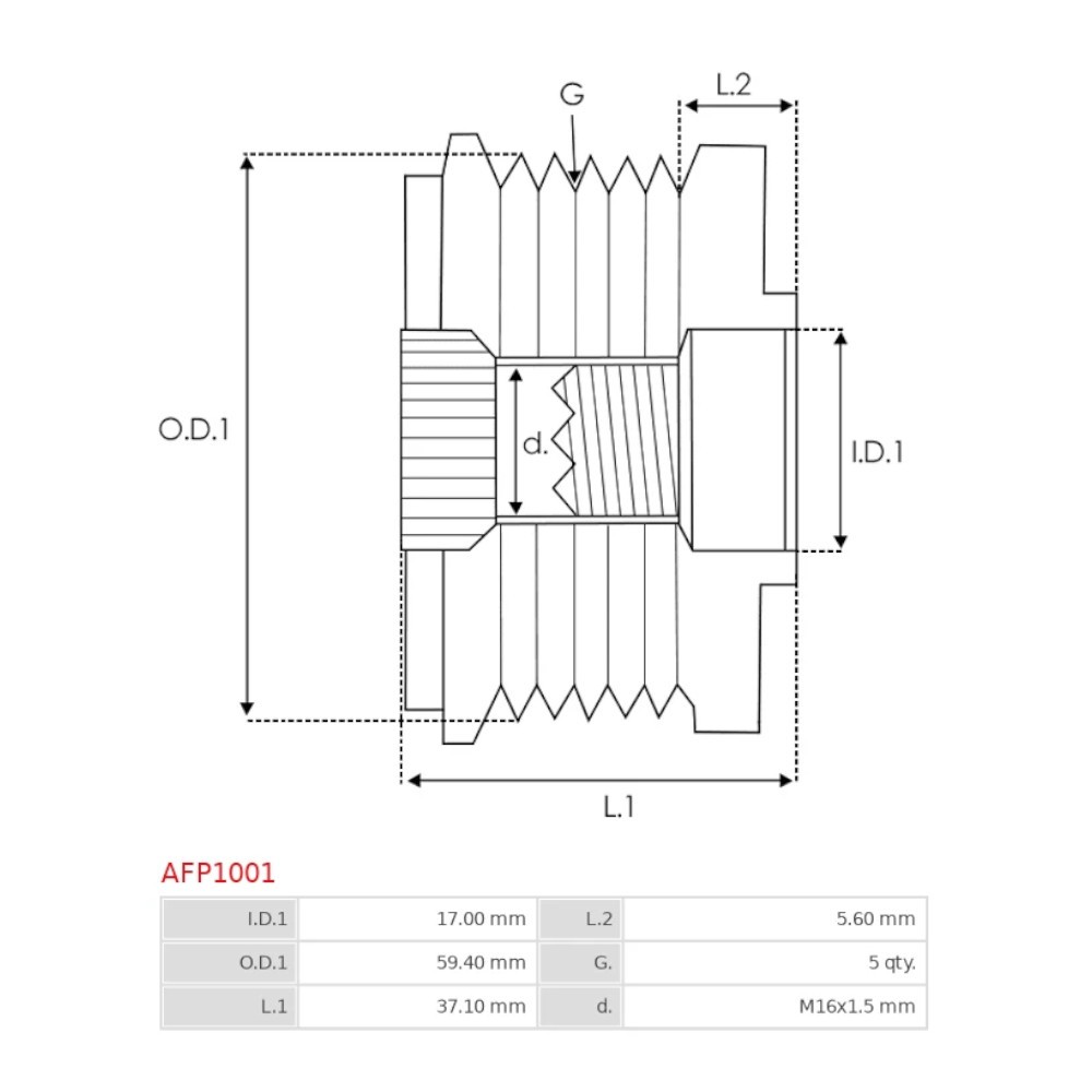 [28608] POLEA ALTERNADOR HYUNDAI TERRACAN, KIA CARNIVAL REF. 28608