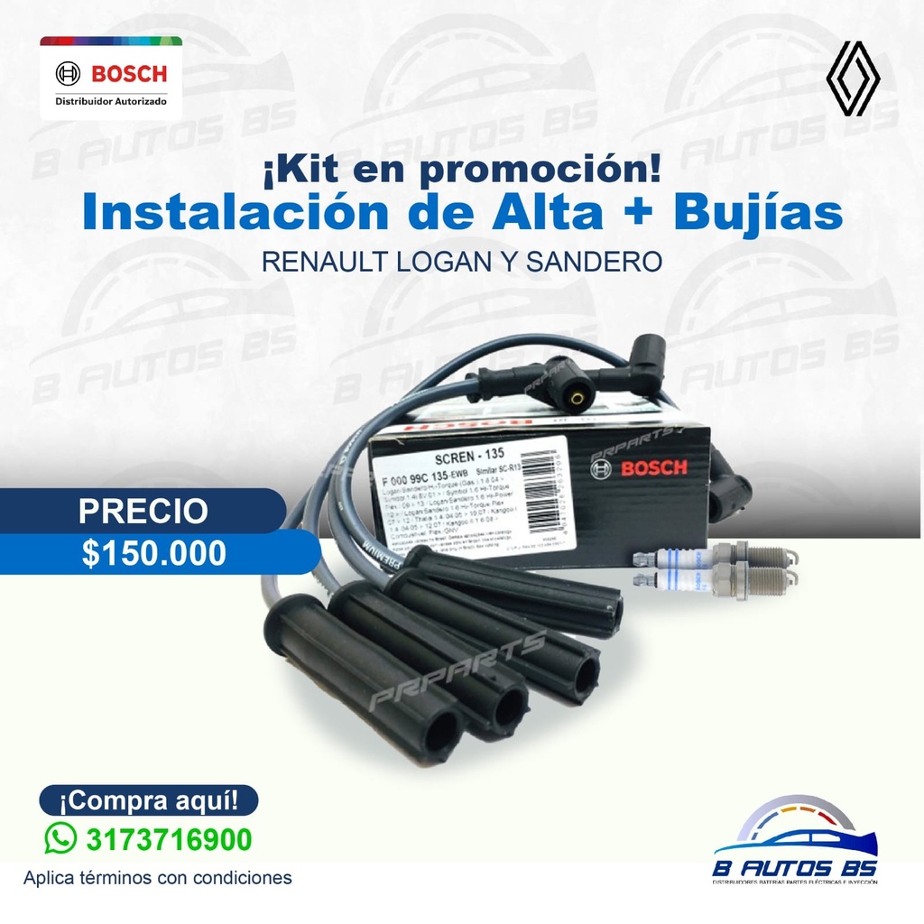 [KIT-005] INSTALACION DE ALTA + BUJIAS RENAUL