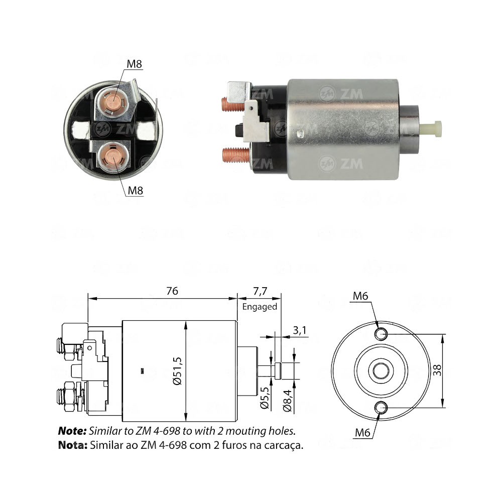 [ZM698] AUTOMATICO ARRANQUE ZM698 MITSUBISHI, NISSAN REF. ZM698
